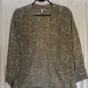 Frenchi - Crop Cardigan Light Green Paisley, Size: M